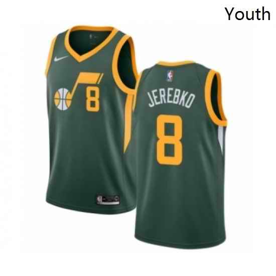 Youth Nike Utah Jazz 8 Jonas Jerebko Green Swingman Jersey Earned Edition